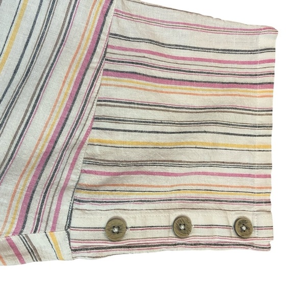 Chico’s Linen Blend Striped Tunic Top Size M White Pink Multi Button Sleeve Boxy - Picture 7 of 13